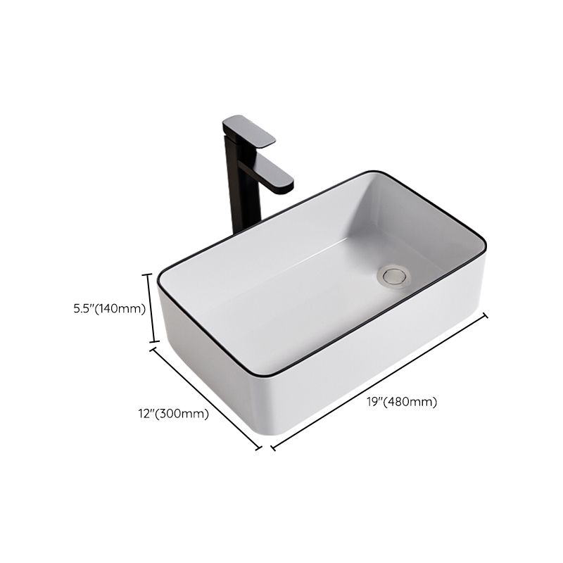 Contemporary Bathroom Sink Porcelain Oval-Shape Vessel Bathroom Sink with Pop-Up Drain