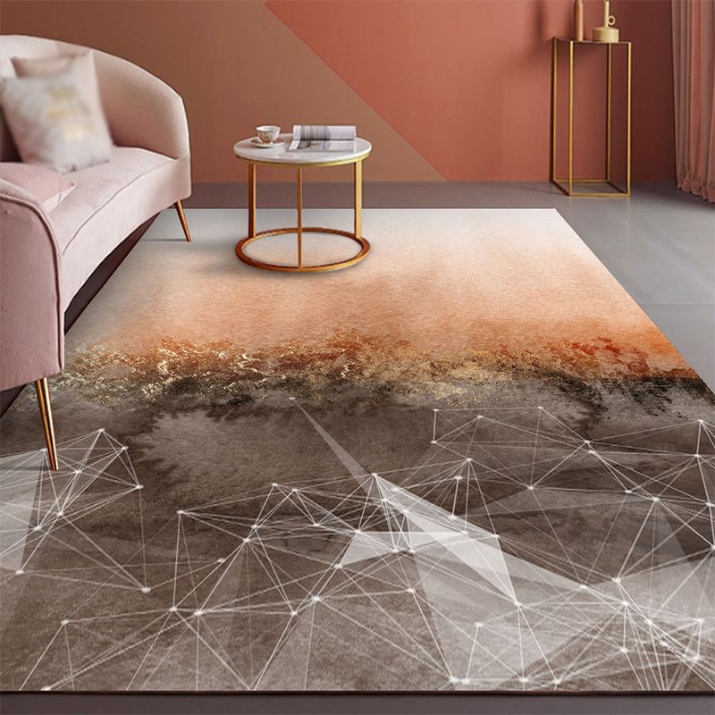 Orange Modern Rug Polyester Color Block Rug Non-Slip Backing Rug for Living Room