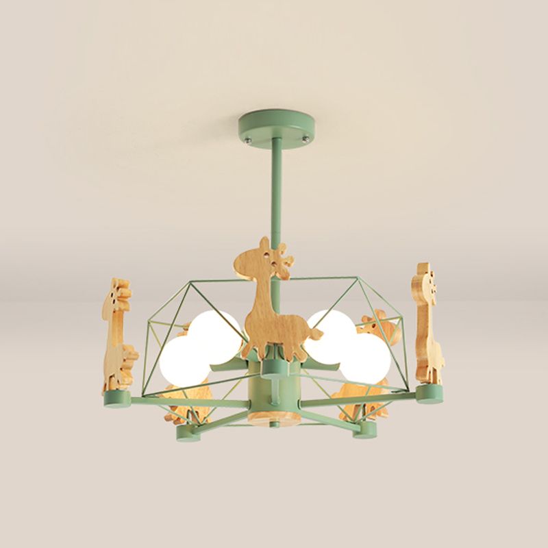 Minimalism Style 5 Lights Chandelier Giraffe Metal Pendant Light for Kids Bedroom