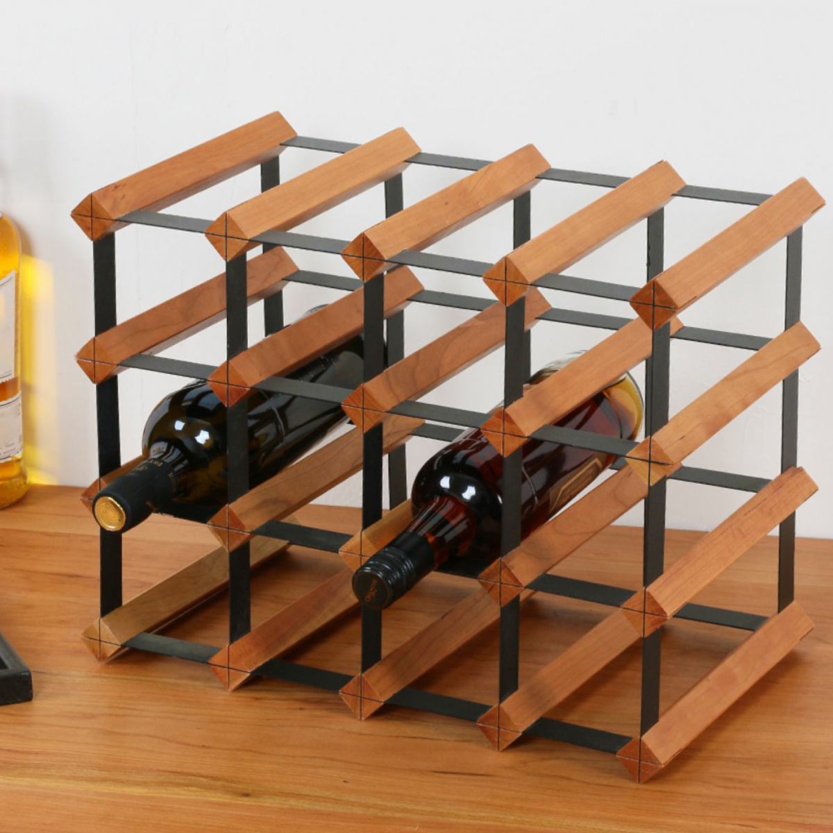 Tabletop Wine Rack Solid Wood Wine Bottle Rack for Living Room