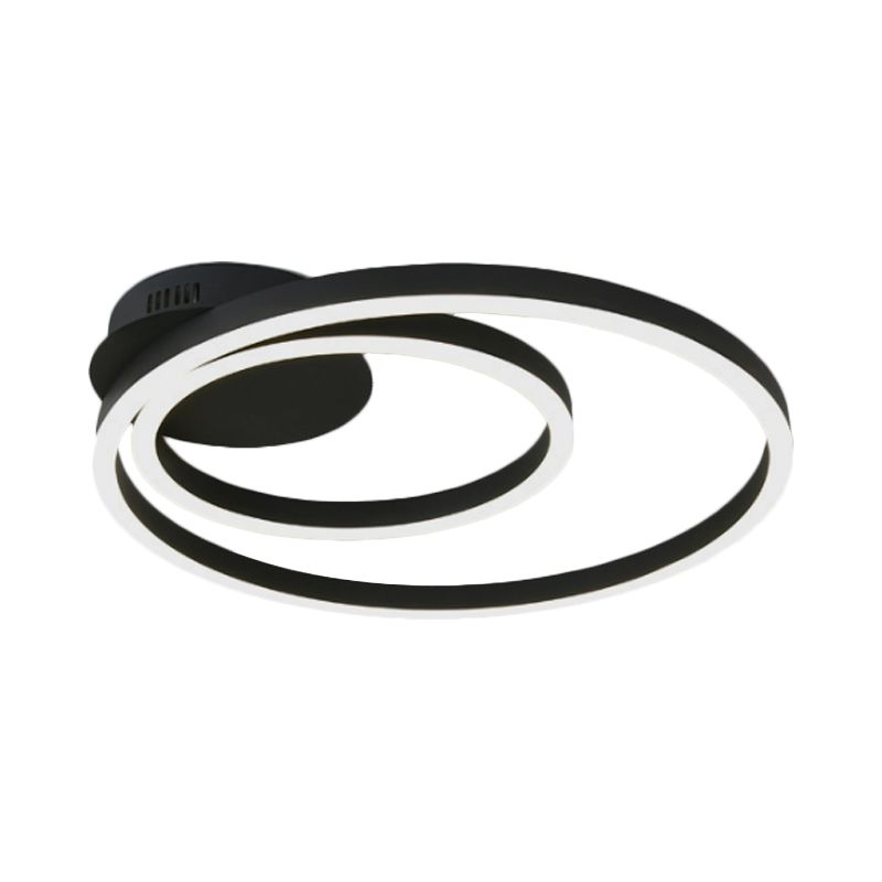 Zwart/bruin 1/2/3-ring semi-inbouwlicht eigentijds LED acryl plafondgemonteerd armatuur in warm/wit/natuurlijk licht, 16,5"/19,5"/23,5" breed