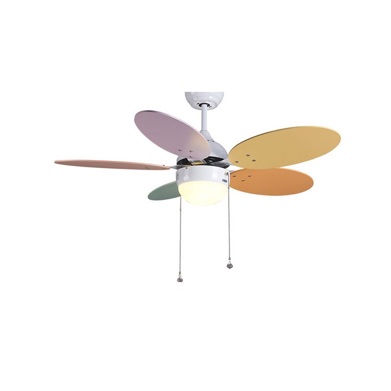 Colorful Pendant Fan Light Cartoon LED Semi Flush Mount Ceiling Lamp