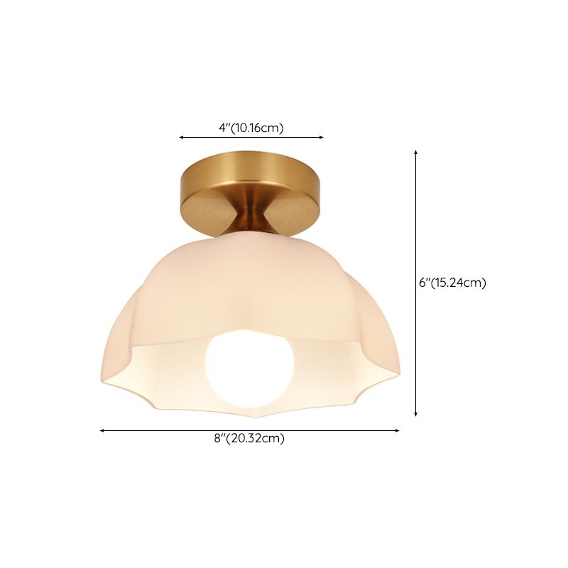 Geometric Shape Glass Flush Light Modern Style 1 Light Flush Mount Ceiling Lights in Gold