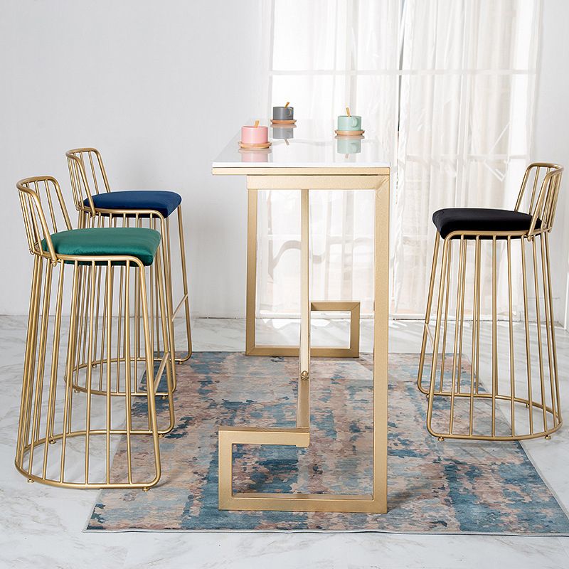 Glam Style Upholstered Bar Stools Armless Low Back Stools with Metal Base