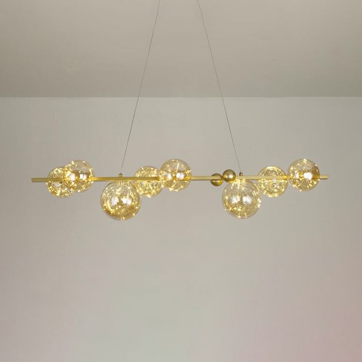 Sphere Island Lighttures Modern Glass Island Chandelier en Gold Finish