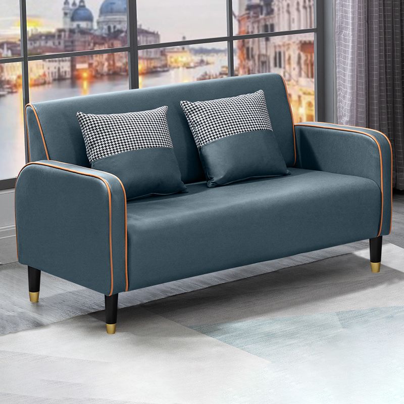 Glam Tight Back Square Arm Living Room Faux Leather Standard Seating