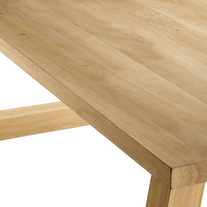 Rectangle Wood Dining Table Modern Pine Table in Nature with Double Pedestal