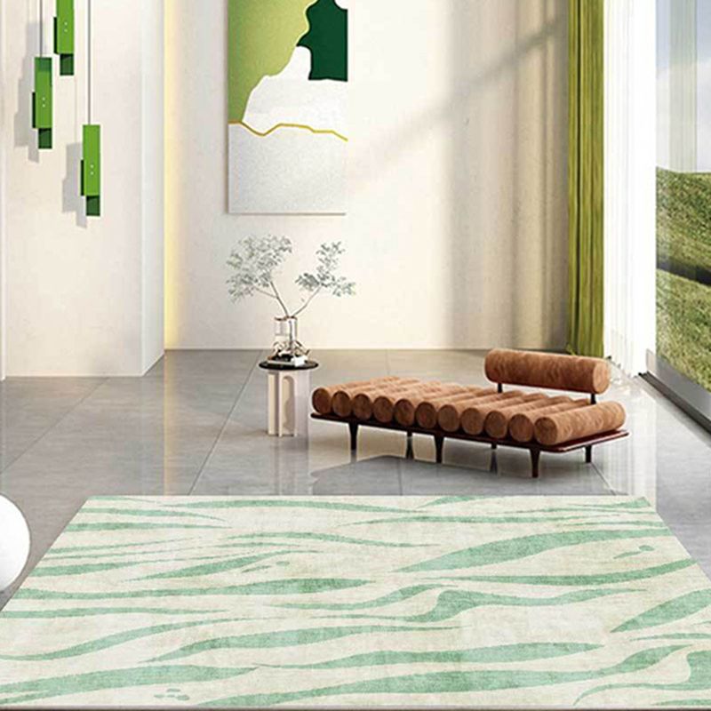Green Modern Rug Polyester Color Piece Rug Washable Area Rug for Living Room