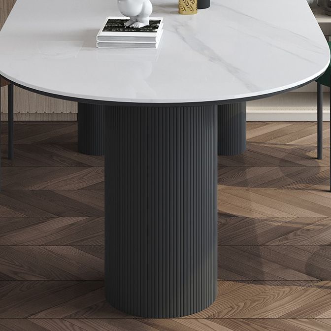Metal Contemporary Free Form Dining Table Sintered Stone Table with 3 Legs