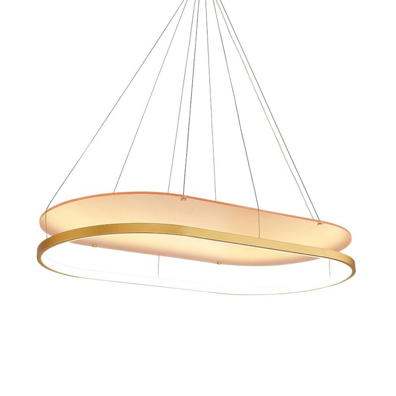 Acrylic Dual Oval Pendant Chandelier Modern LED Black/Gold Ceiling Hang Fixture for Dining Room