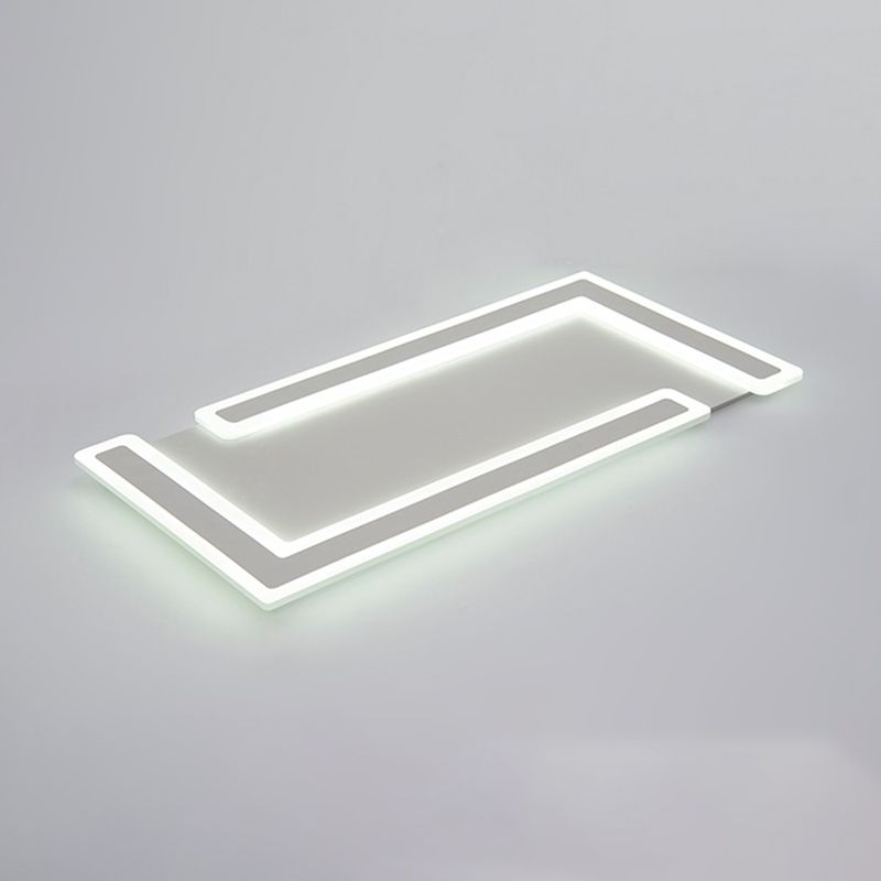 Weiße, rechteckige LED-Einbauleuchte in moderner Schlichtheit, schmiedeeiserne Deckenleuchte mit Acrylschirm