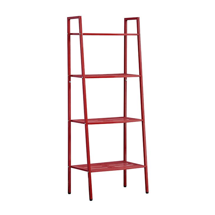 Modern Style Ladder Bookshelf Open Back Metal Bookcase for Home