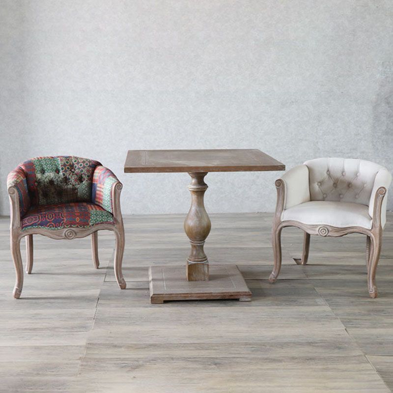 Matte Finish Solid Back Chair Farmhouse Coffee Shop Fabric Arm Chair