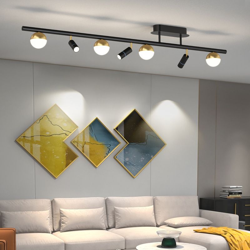 Wrought Iron Track Lighting Modern Linear Ceiling Mounted Lamp for Dining Room
