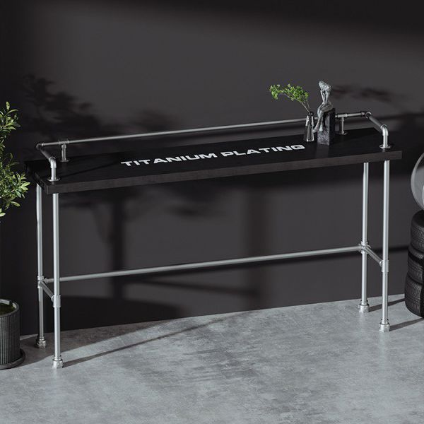 Industrial Metal Pub/Bar Table Wood Top Counter Wine Table with Footrest