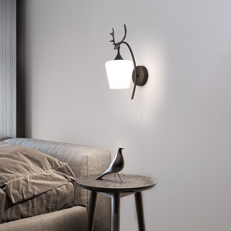 Moderne Glaswandleuchter 1 Kopf Metall -Geweihen -Wandmontage Leuchte für Wohnzimmer