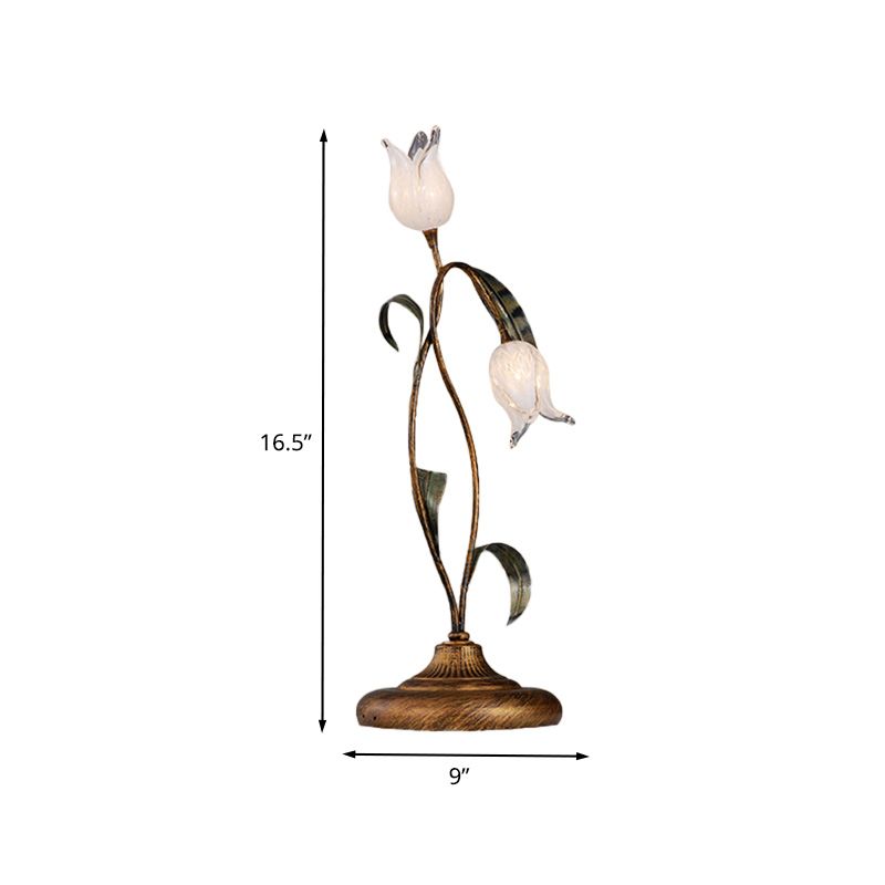 Messing 2/3/7 Köpfe Nachttisch Beleuchtung American Garden Metal Tulp LED Night Tischlicht für Wohnzimmer