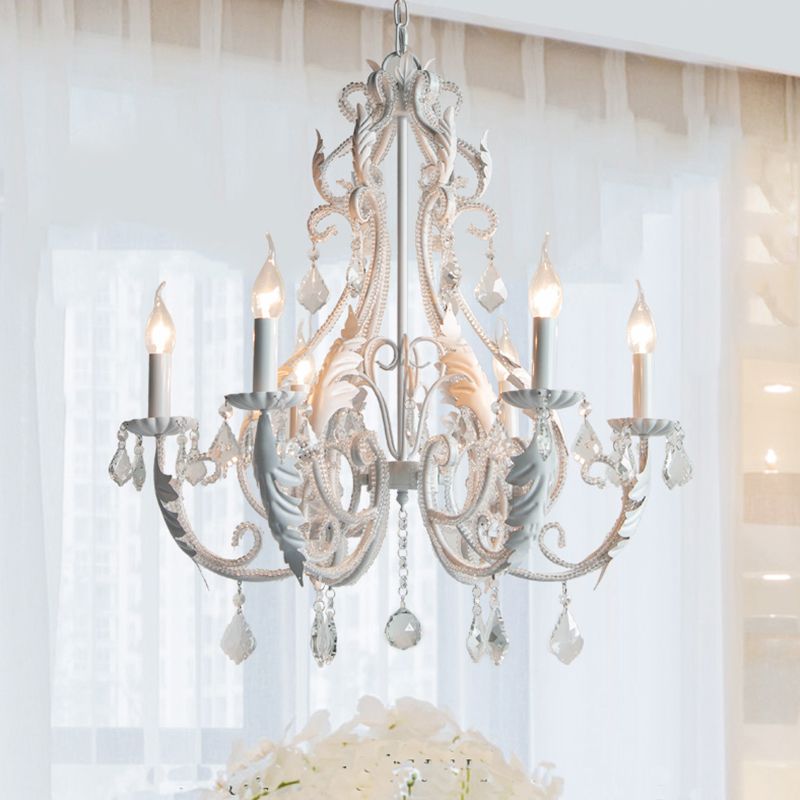 Nordic Style Metal Chandelier Light Candle Crystal Pendant Light for Living Room