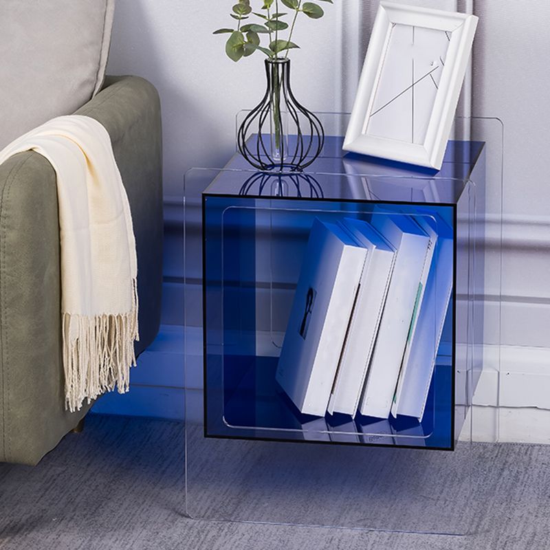 Modern Square End Table Double Tier Corner Table with Storage