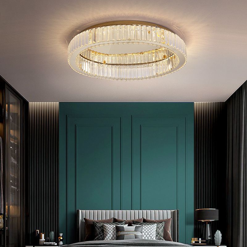 Gold Stainless-Acier LED Flush Mount in Modern Creative Style Crystal Ceiling Light for Bedroom