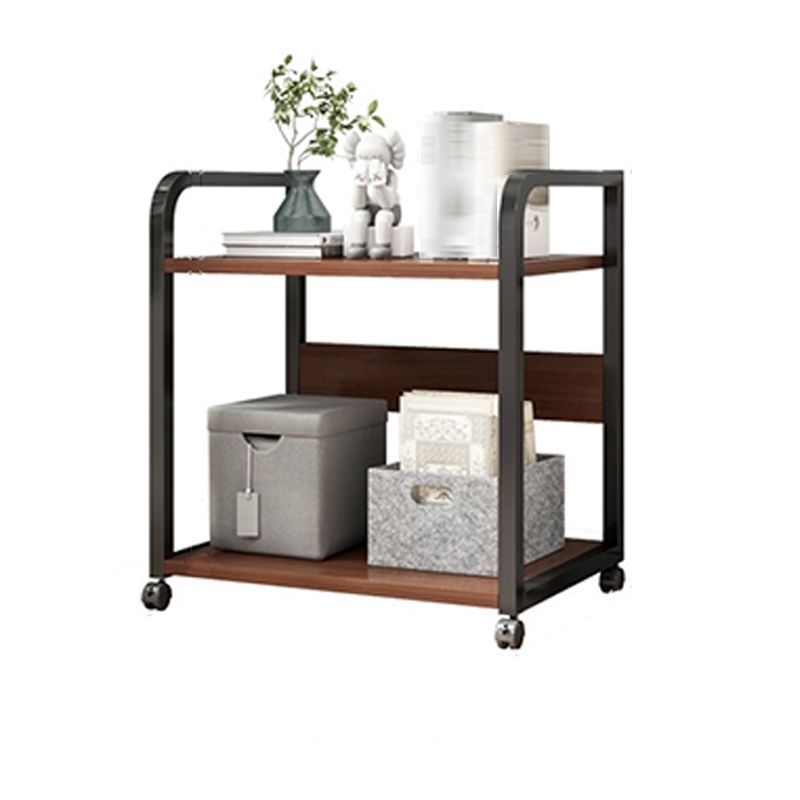 Modern Style Open Bookshelf Wooden Shelf Bookcase with Caster Wheels