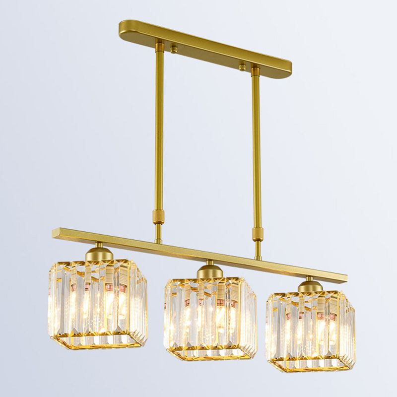 Squares oro Isola illuminazione Isola Stile Minimalista Crystal Island Pendant Light