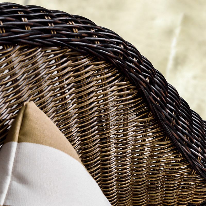 Tropical Rattan Patio Dining Armchair with Arm Brown Dining Armchair