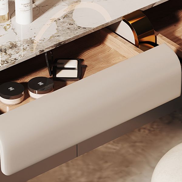 Scandinavian 30.7" Height Slate Top Table Makeup Vanity with Drawers