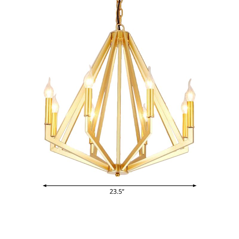 Lampada il lampadario oro a 8 luci lampada da lampada tradizionale geometrica in metallo lampada a sospensione per soggiorno
