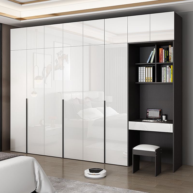 Contemporary Style Wood Wardrobe White Colour Wardrobe Closet with 1 Drawer