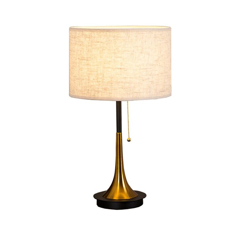 Trommelavondtafellamp Modern Metal 1 kop zwart/grijs nachtkastje verlichting met trekketting voor woonkamer