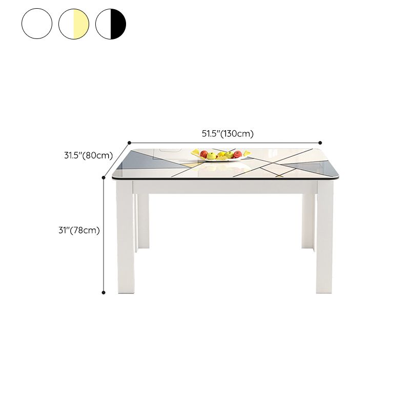 Modern Rectangle Wood Dining Table Metal Base for Dining Room
