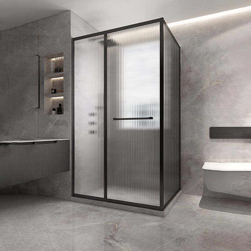 Black Framed Square Shower Enclosure Tempered Glass Shower Stall