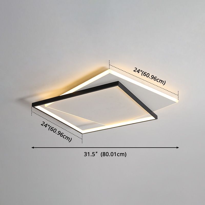 Simplicity LED Ceiling Lamp Double Squares Geometric Shape Flush Mount Lighting Fixture with Acrylic Shade