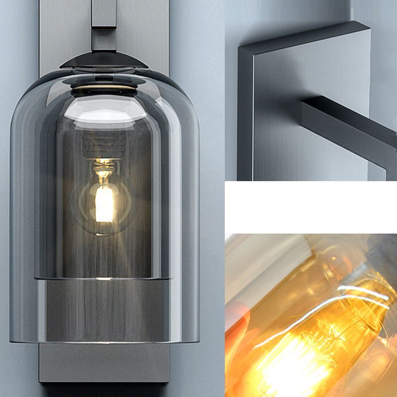 Single Modernism Silver Finish Wall Mounted Sconce Glass Shaded Wall Light