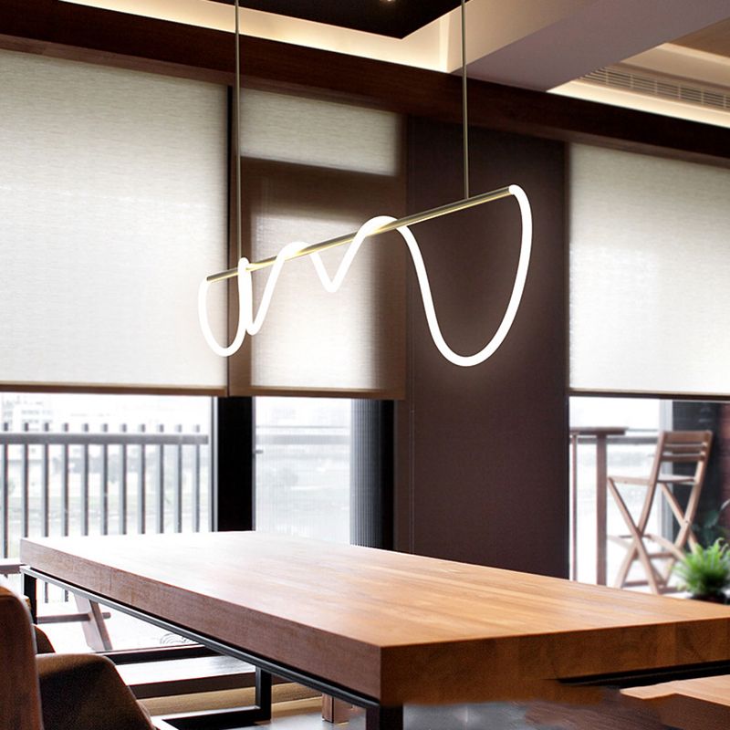 Linear Shape Chandelier Lighting Modern Style Metal 1 Lights Island Lamps in Gold