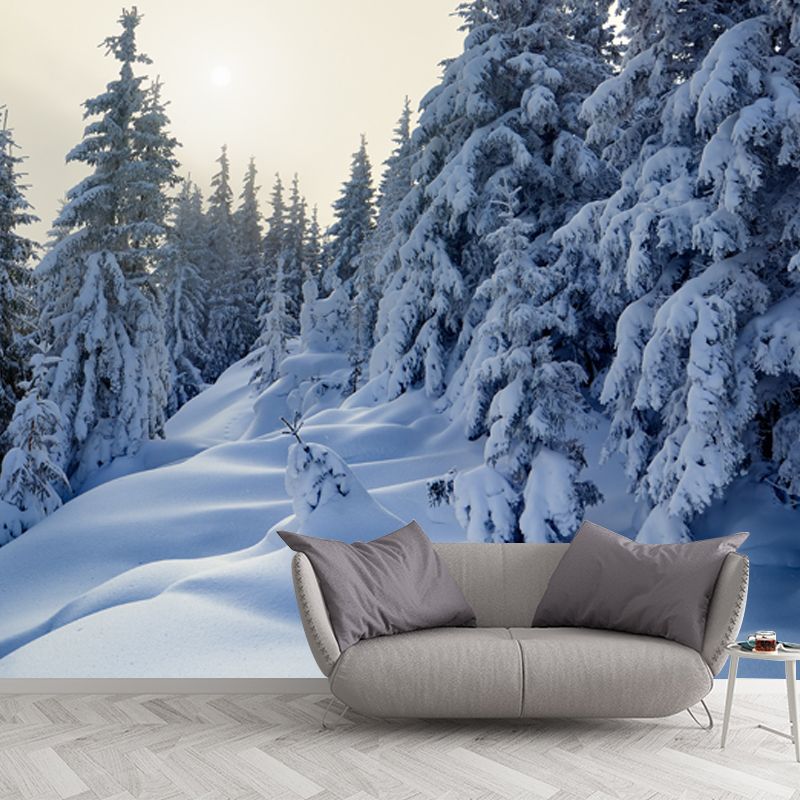 Cypress with Thick Snow Mural Modern Waterproofing Bedroom Wall Art, Made to Measure