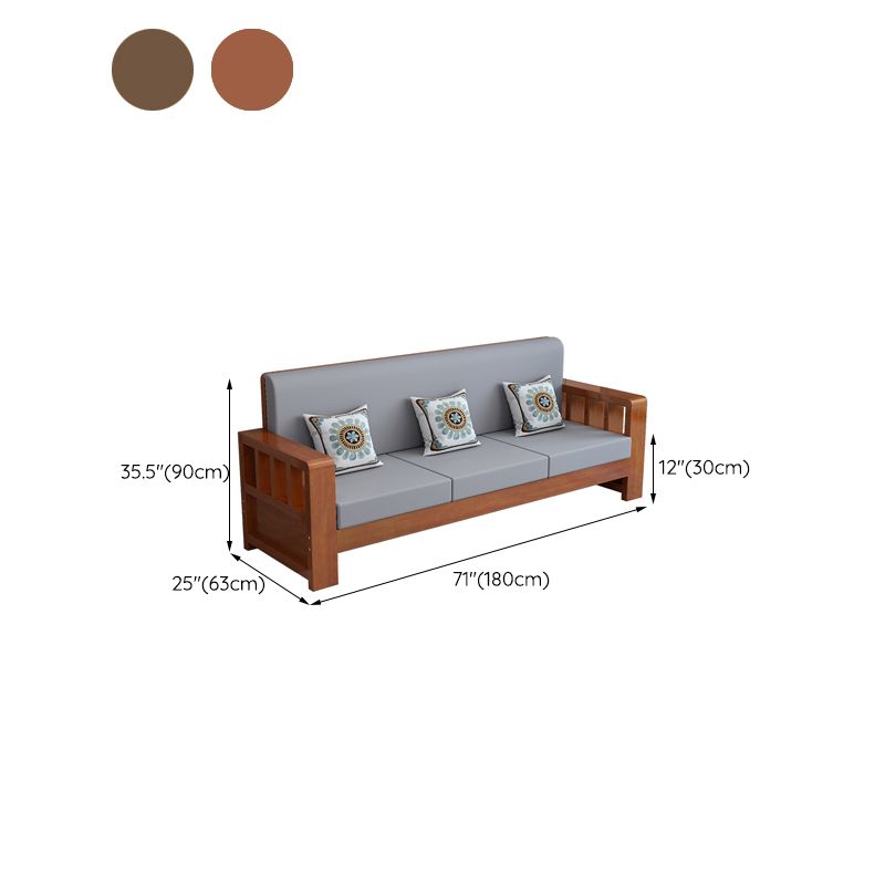 Modern Farmhouse Sofa in Solid Wood with Square Arms for Living Room