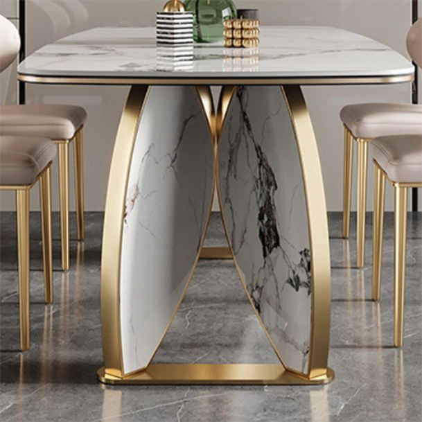 Luxurious 1/4/5/7 Pieces Rectangle Dining Set Sintered Stone Top Dinette Table Set