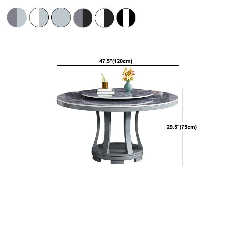Round Stone Turntable Table Minimalist Furniture with Pedestal Base