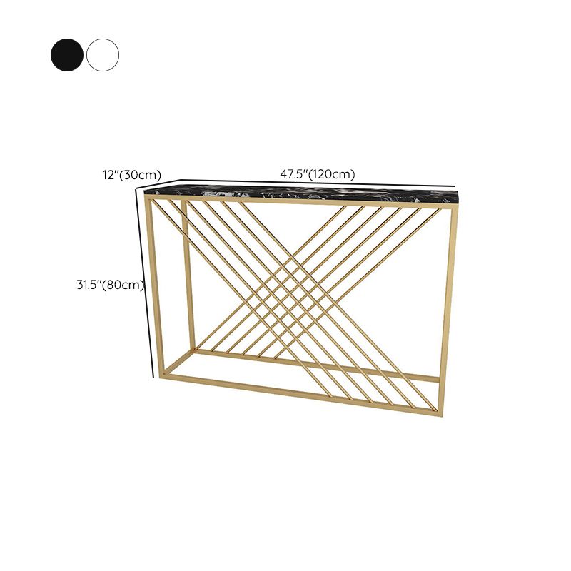 Marble Console Accent Table Antique Finish Sofa Console Table with Shelf