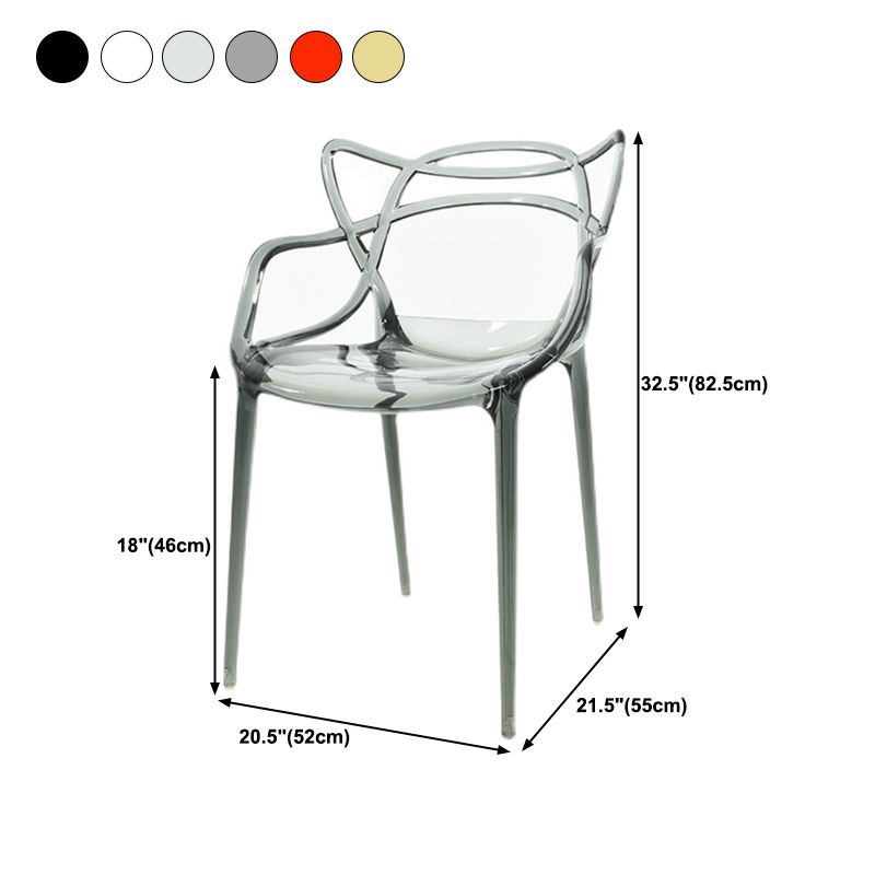 Scandinavian Arm Dining Chairs Plastic Low Back Dining Side Chair