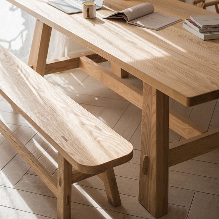 Rectangle Dining Table Natural Contemporary Style Solid Wood Dinner Table for Home Kitchen