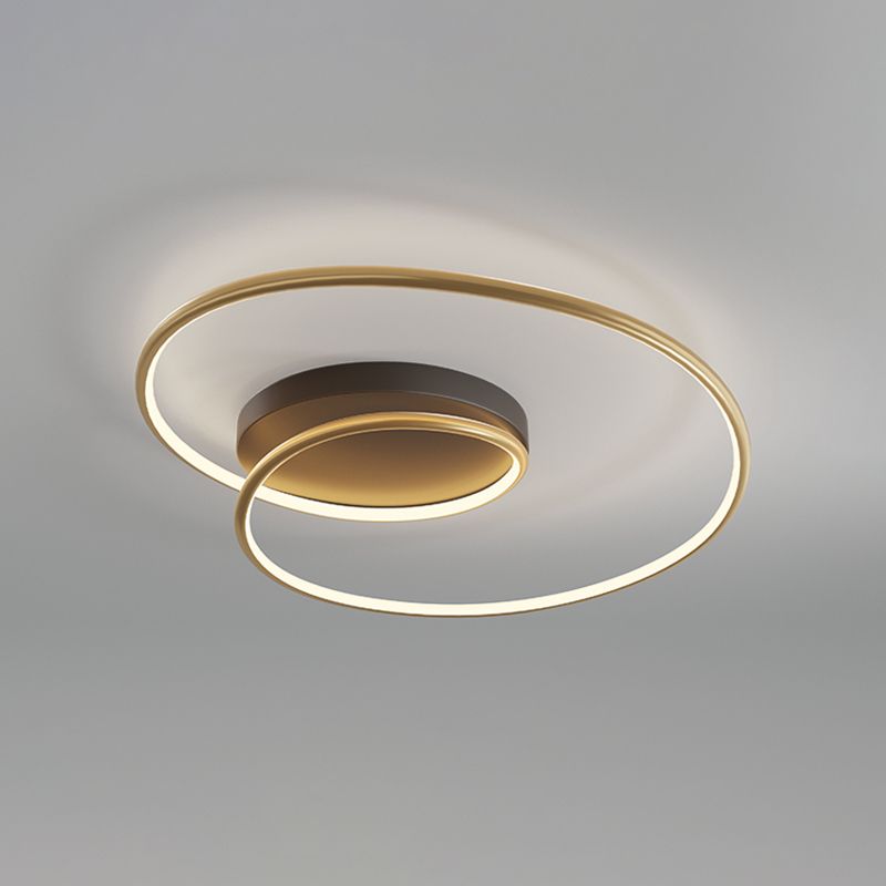 Modern Metal Flush Mount Linear Shape Flush Ceiling Light in Black and Gold with Acrylic