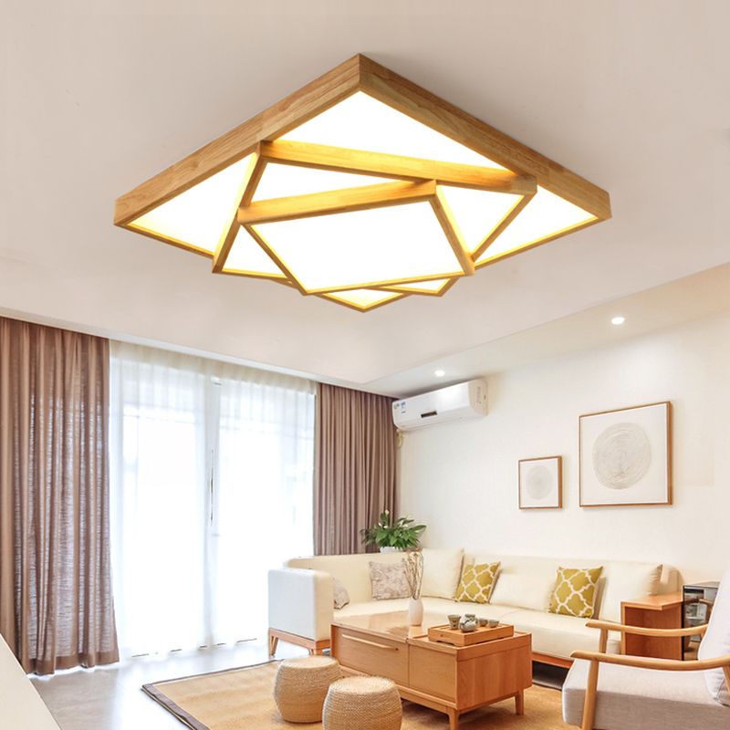 Modern Multi-head Ceiling Mount Light Fixtures Wooden Flush Mounted Ceiling Light