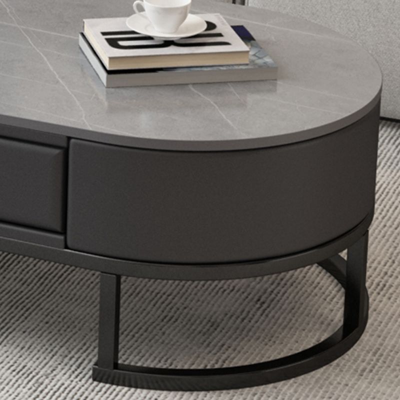 Glam Nesting Coffee Table Set Frame Round Slate Coffee Table with Drawer