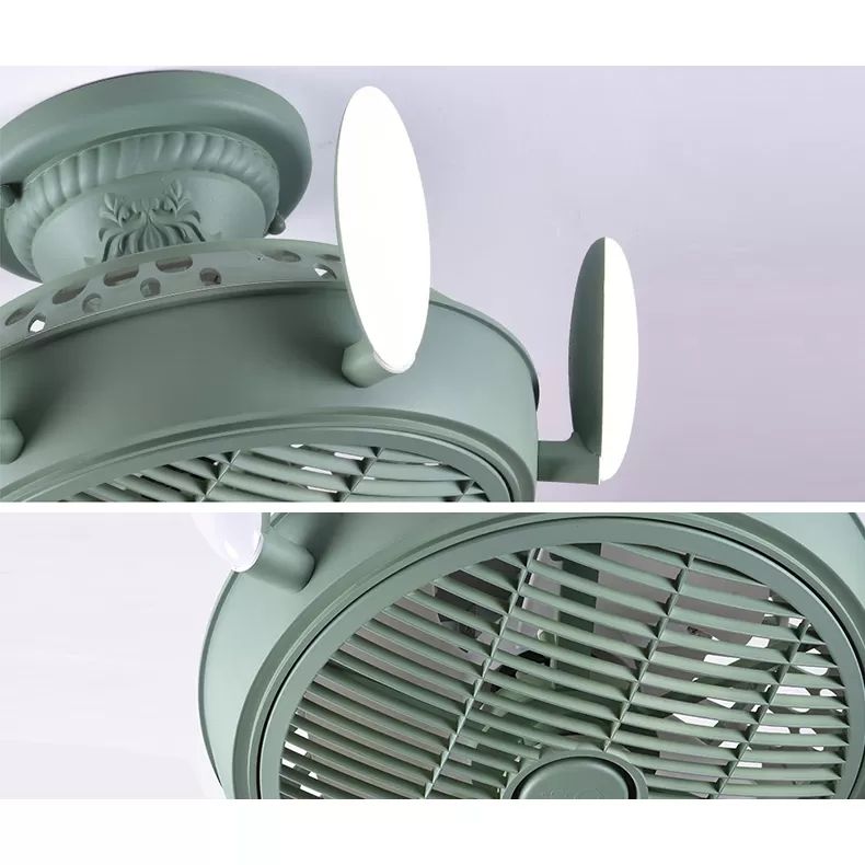 Ventilateur de style nordique Semi Flushmount Light 6 lumières Ventilateur de plafond de couleur macaron pour chambre à coucher