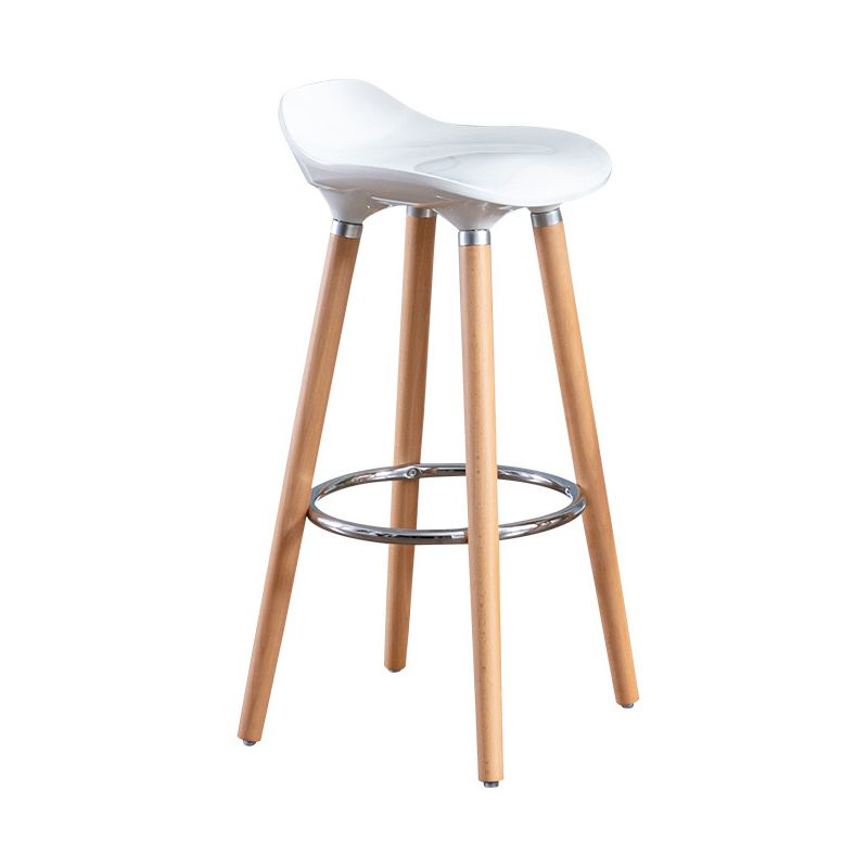 Nordic Style Plastic Seat Barstool 4 Legs Base Minimalism Bar Stool, Set of 2