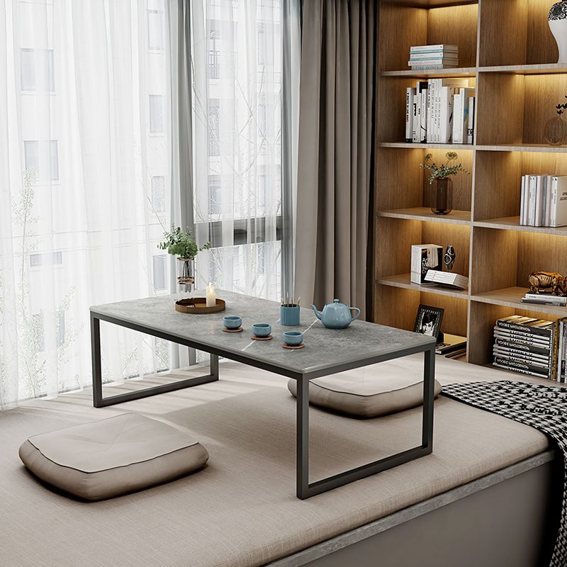 Glam 11.8" H Rectangle Slate Coffee Table Metal 2 Legs Cocktail Table