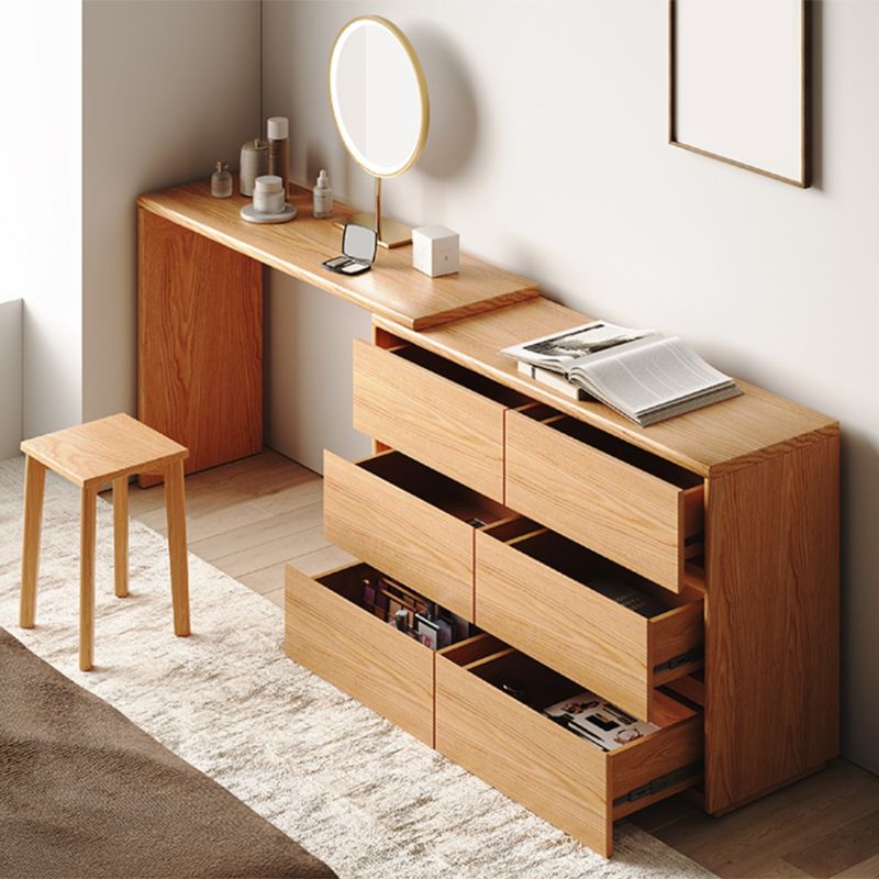 Contemporary Oak With Drawer Natural Mirror Bedroom Dressing Table